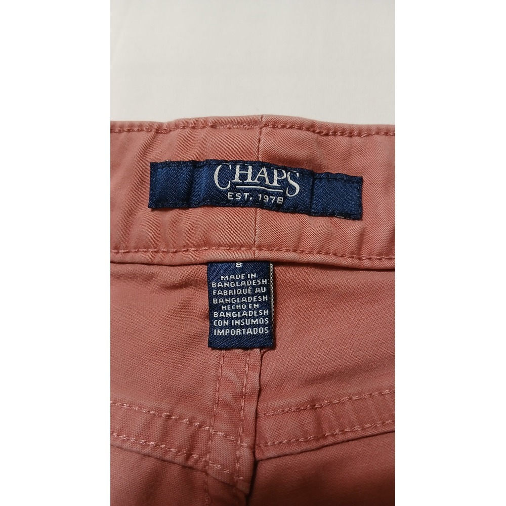 Chaps Women's Rose Pink Mid-rise Super Stretch Slim Fit Chino Pants Size 8 - Picture 3 of 9